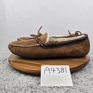 Allen Edmonds Mens 13 Sandman Brown Suede Shearling Style Boat Loafer Slipper